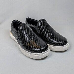 Aldo Ciendan Slip-On Sneakers | Black Lizard Embossed | US 8.5 | Gold Detail